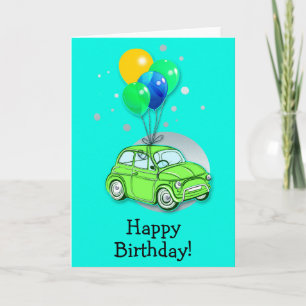 Happy Birthday Card: Car and Balloons Card