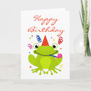 Happy Birthday Card - Celebrating Frog