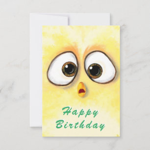 Happy Birthday Card Chickens Surprised Big Eyes