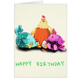 Happy Birthday Card Chickens Waiting Egg Hatch