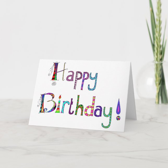 Happy Birthday Card Colorful Lettered Design (Front)