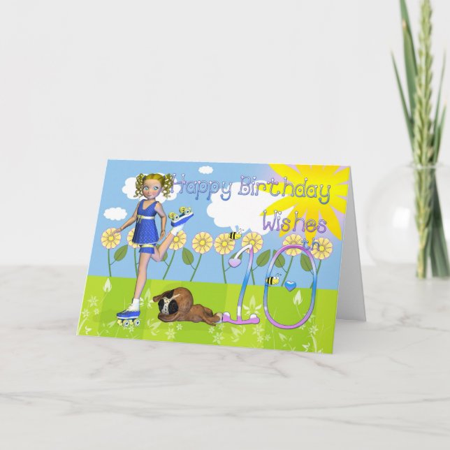 Happy birthday card cute little girl 10th Birthday (Front)