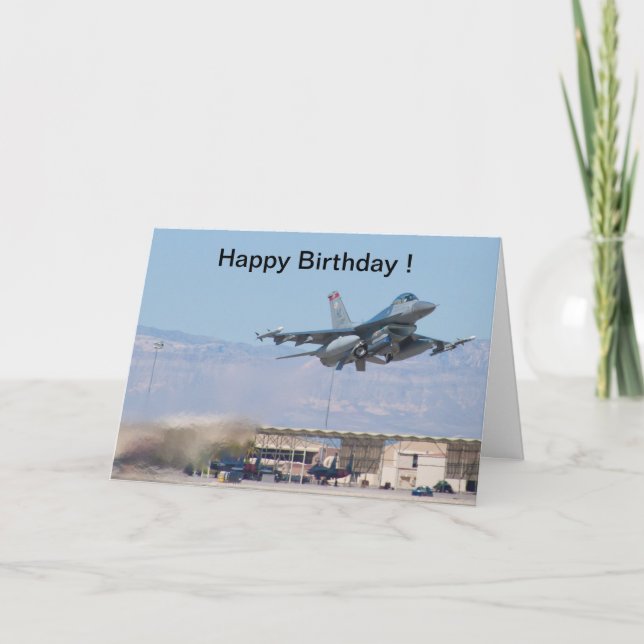Happy Birthday card F-16 Taking Off (Front)