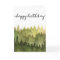 Happy Birthday Card for Him, Watercolor Pine Trees