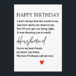 Happy Birthday Card for My Husband<br><div class="desc">Celebrate your husband's special day with this beautifully crafted “HAPPY BIRTHDAY” design! Featuring a heartfelt poem that expresses your love and appreciation, this card is the perfect way to convey just how much he means to you. The touching words capture the essence of your relationship, highlighting the bond you share...</div>