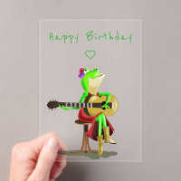 Happy Birthday Card Frog Playing Guitar Funny