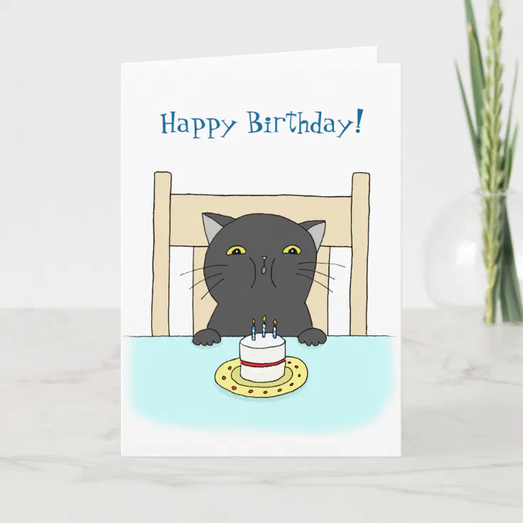 Happy Birthday Card Funny Black Cat Birthday Card | Zazzle