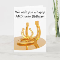 Happy Birthday Card: Golden Horseshoes