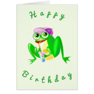 Happy Birthday Card Happy Party Frog - Fun