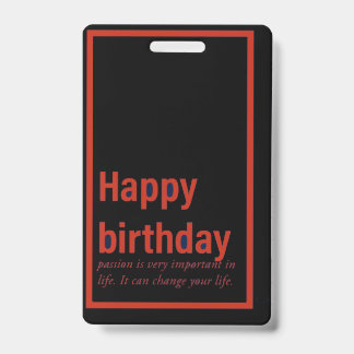 happy birthday card ID badge