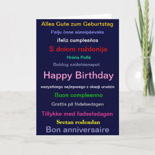 Happy birthday card in different languages