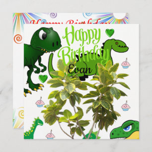 Happy Birthday Card Invitation Dinosaur