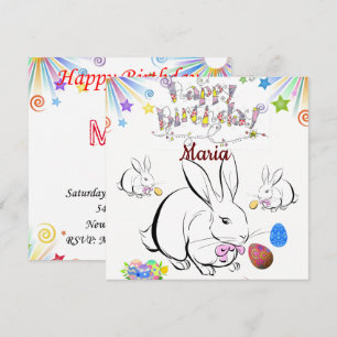Happy Birthday Card Invitation Rabbit