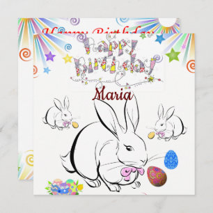 Happy Birthday Card Invitation Rabbit
