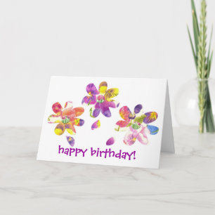 Happy Birthday Card Kids Bright Pansy Flower