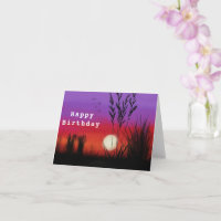 Happy Birthday Card Lake Sunset Night Landscape