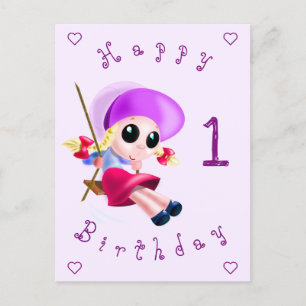 Happy Birthday Card Little Girl Swinging Your Year