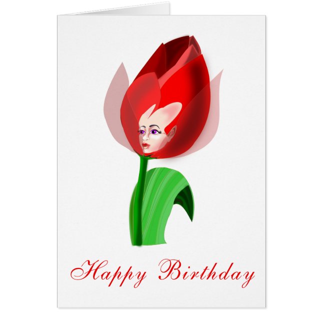 Happy Birthday Card Little Tulip Girl (Front)