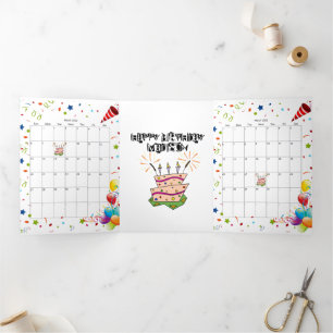 Happy Birthday Card March 2022 Calendar Trifold 