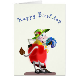 Happy Birthday Card Modern Cow Fun