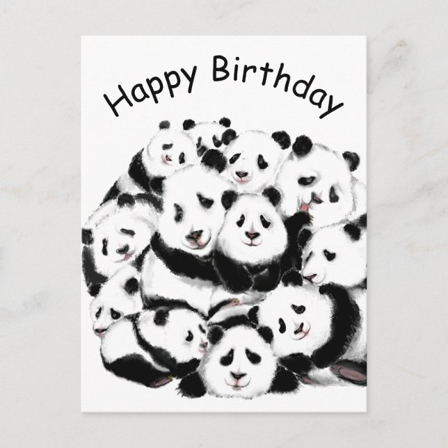 Happy Birthday Card Pandas Family Happy Hug (Front)