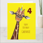 Happy Birthday Card - Party Giraffe<br><div class="desc">Personalize this Birthday card with the recipient's age and name and this sweet singing giraffe on a bright sunny background will raise a smile on their birthday.</div>