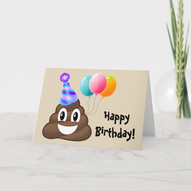 Happy Birthday Card: Party Poop Emoji Card (Front)
