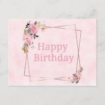 Happy Birthday Card - Pink Flowers