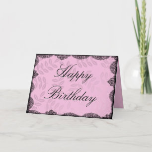 Happy Birthday Card - Pink Vintage Lace