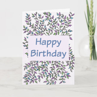 Happy Birthday Card Purple and Teal Vine
