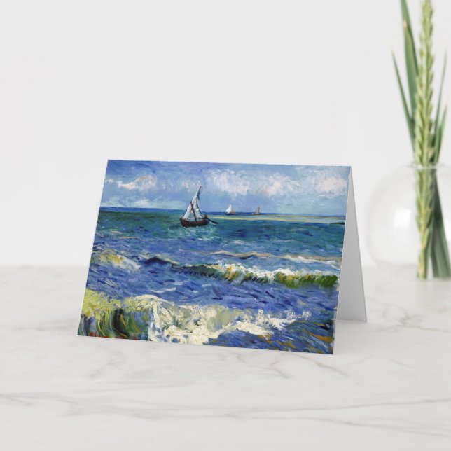 Happy Birthday Card Sailboat on the Ocean Waves (Front)