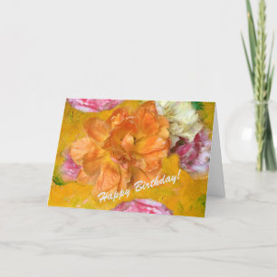 Happy Birthday Card soft and gentle flowers (P)