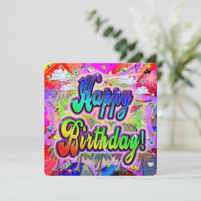 Happy Birthday Card Square Vista Express  (Standing Front)