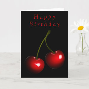 Happy Birthday Card Sweet Cherry Your Text - Colou