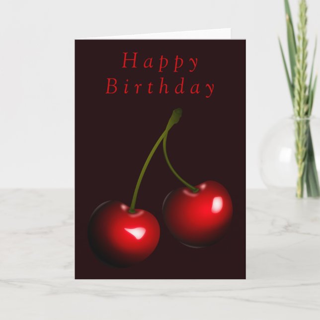 Happy Birthday Card Sweet Cherry - Your Text Name (Front)