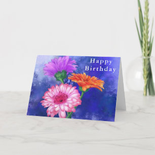Happy Birthday Card Three Colour Gerberas