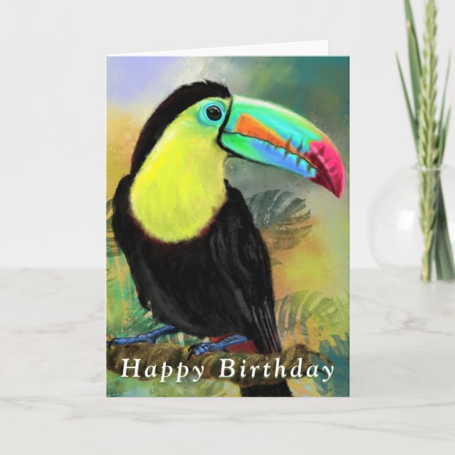 Happy Birthday Card Tropical Toco Toucan Bird (Front)