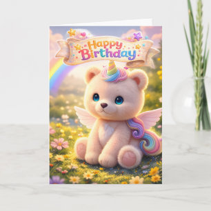Happy birthday card unicorn teddy