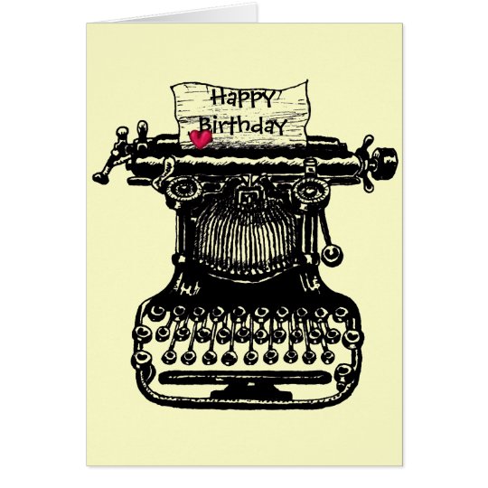 Happy birthday card vintage typewriter drawing | Zazzle.com.au
