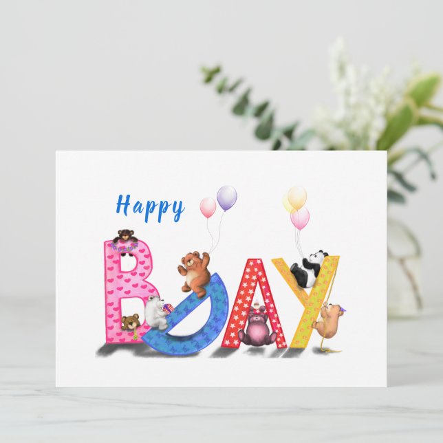 Happy Birthday Card with Baby Bears Party (Standing Front)