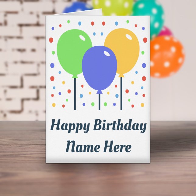 Happy Birthday Card with Coloured Balloons (Happy Birthday Card with Colored Balloons)