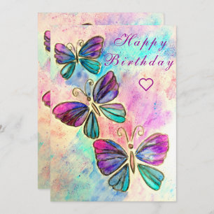 Happy Birthday Card with Colourful Butterflies