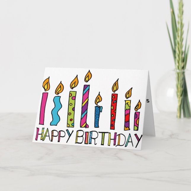 Happy Birthday Card With Colourful Candles (Front)