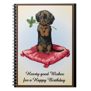 Happy Birthday Card with Cute Dachshund Notebook