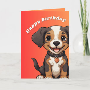 Happy Birthday Card with Dog Graphic