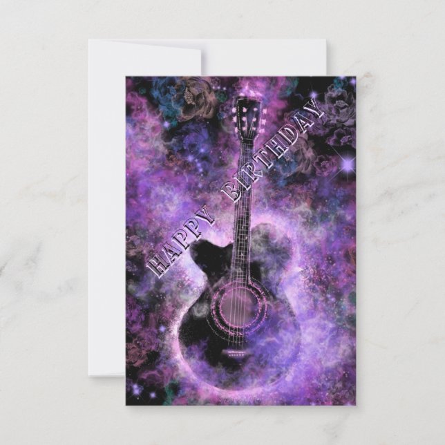 Happy Birthday Card with Musical Guitar Design (Front)