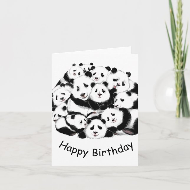 Happy Birthday Card with Pandas - Funny (Front)