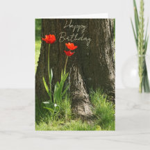 Happy Birthday card with red tulips