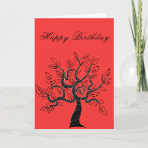 Happy Birthday Card with Tree of Life - Modern