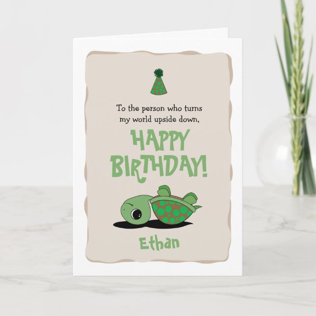 Happy Birthday Card with Upside Down Turtle (Front)